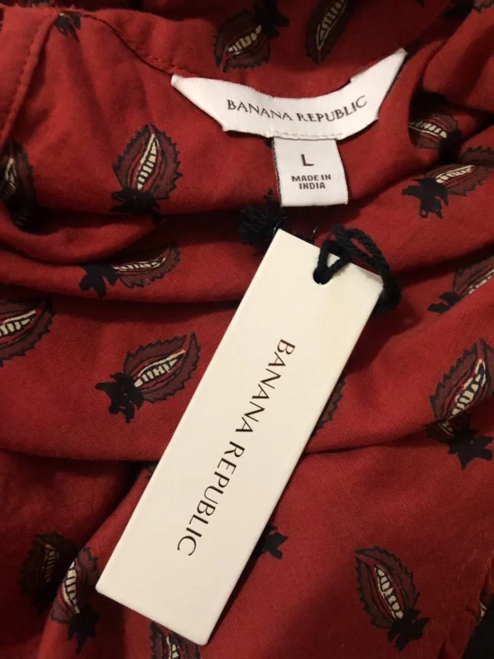NWT Banana Republic red print reversed western shirt